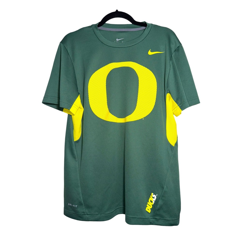 Nike Oregon Ducks Dri-FIT Shirt Mens Medium Green Yellow Big O Logo Tee